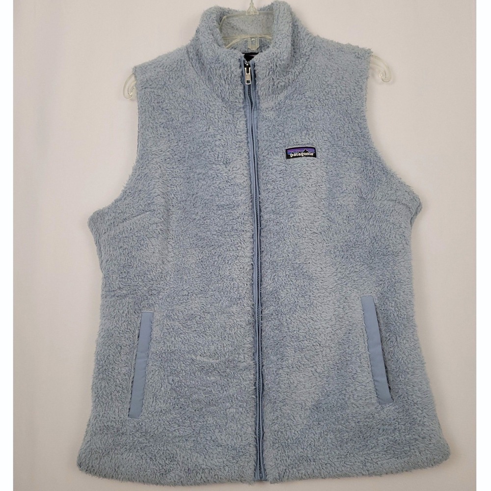 Patagonia Los Gatos Fleece Vest Womens XL Light Blue Full Zip High Pile Soft